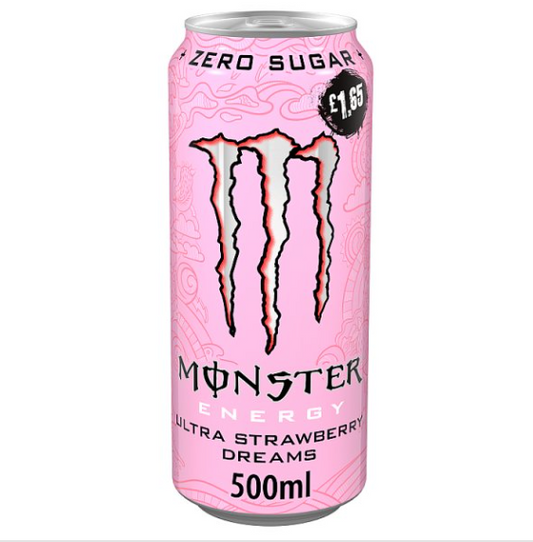 Monster Energy Drink Ultra Strawberry Dreams Zero Sugar 500ml x12