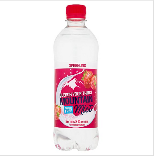 Mountain Mist Berries & Cherries Flavoured Sparkling Spring Water 500ml x12