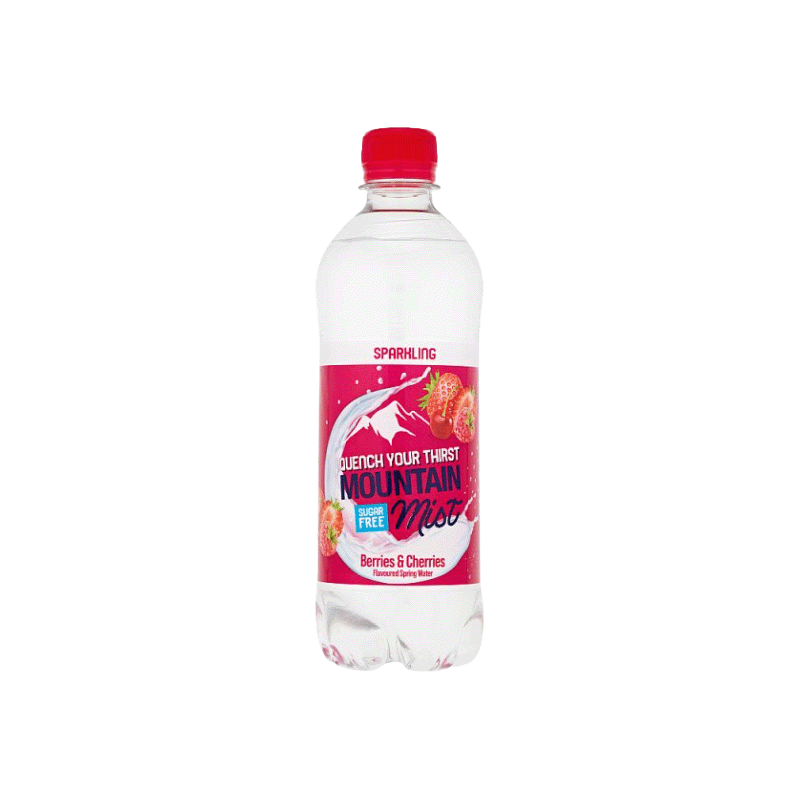 Mountain Mist Berries & Cherries Flavoured Sparkling Spring Water 500ml x12
